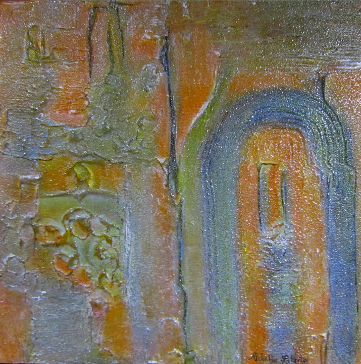 Kayakoy Church wall 3 mixed media on canvas and 24" x 24"