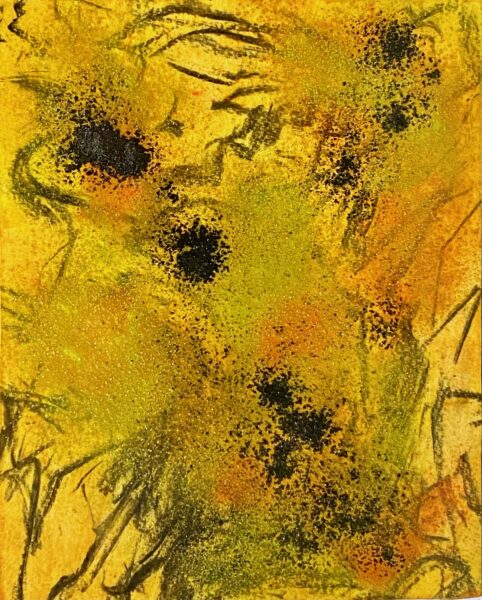 Michelle Letarte, Imaginary Garden, Dorcas Bay, charcoal alvar imprint, pigments and acrylic on paper, on board, 10 x 8"